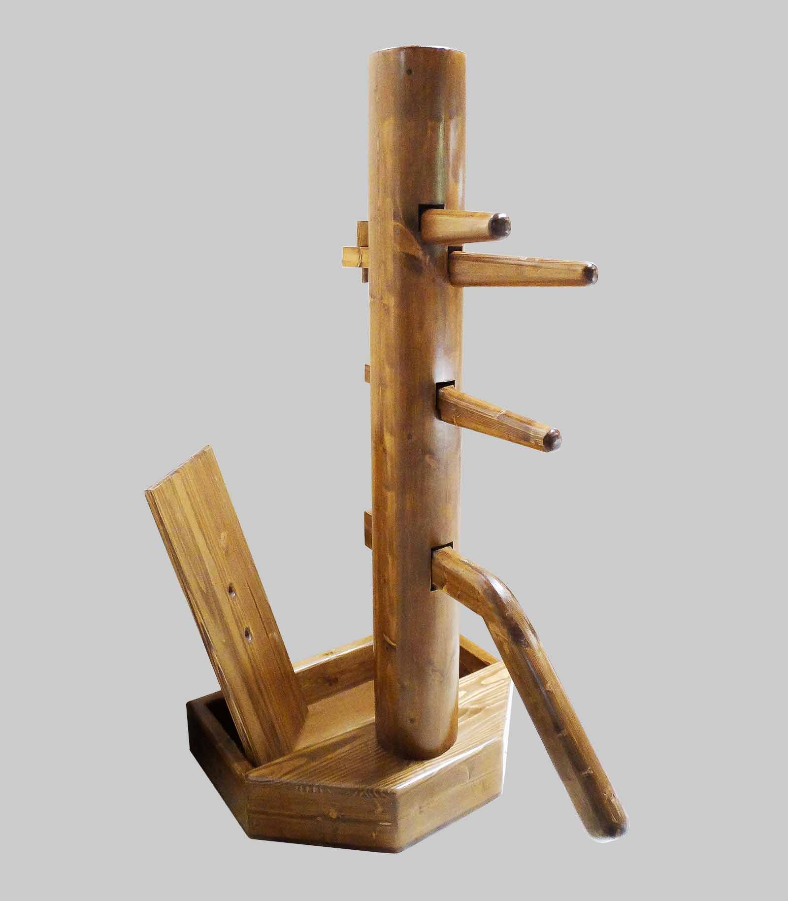 Wing Chun Wooden Dummy with Base Cherry-Colored With Form And Cover 